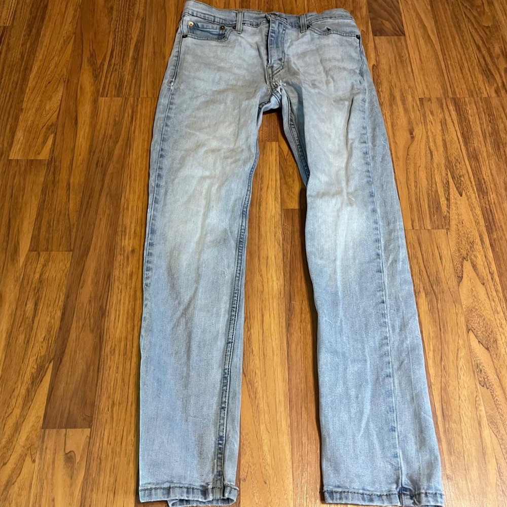 Levis 511 Slim Fit Jeans Mens 30x30 Light Wash Blue Denim Distressed 04511-1432